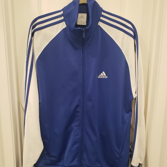 Adidas multi color track jacket, size XL, Blue & white. - Picture 2 of 6